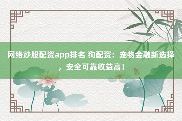 网络炒股配资app排名 狗配资：宠物金融新选择，安全可靠收益高！