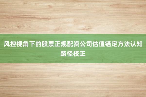 风控视角下的股票正规配资公司估值锚定方法认知路径校正